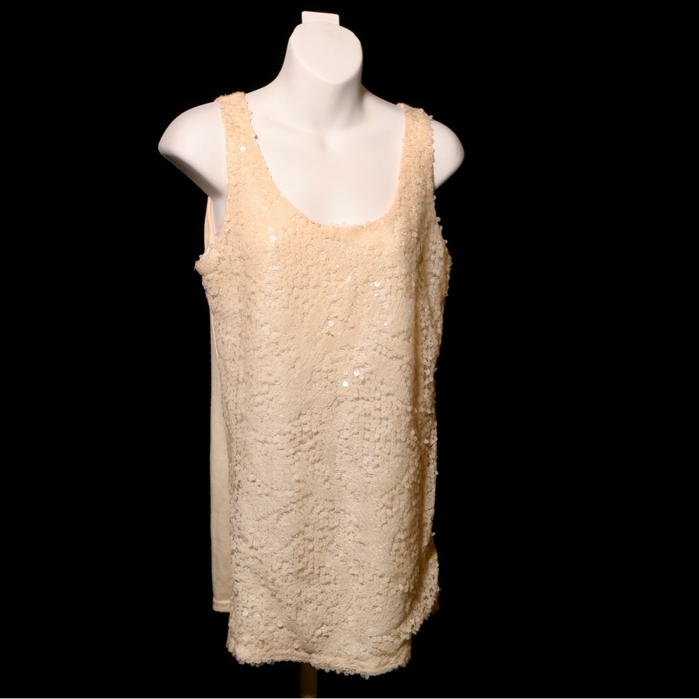 Chaudry Cream Sequin Tank Top